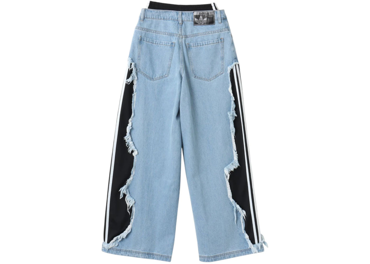 adidas Women's Adilenium 5.0 Deconstructed Denim Pants (Asia Sizing) Light Blue - vue secondaire B