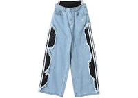 adidas Women's Adilenium 5.0 Deconstructed Denim Pants (Asia Sizing) Light Blue