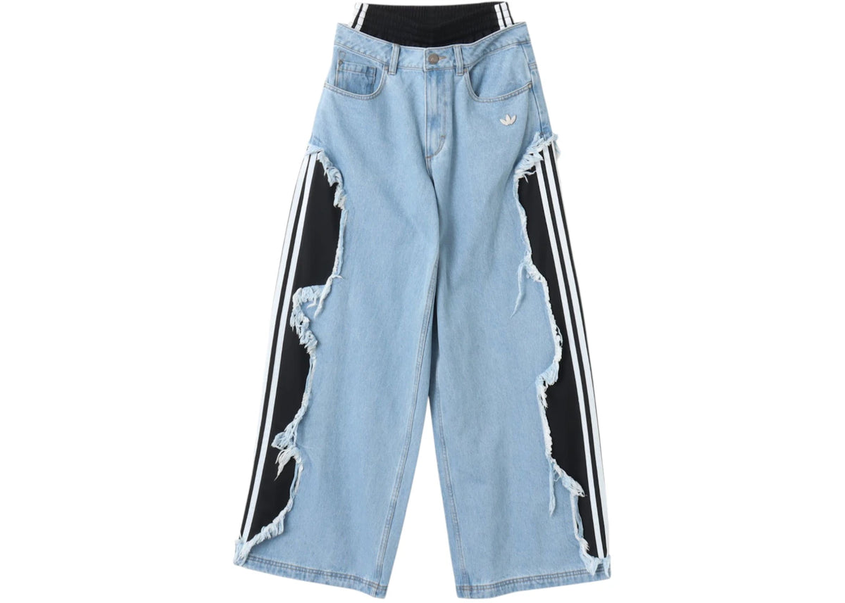 adidas Women's Adilenium 5.0 Deconstructed Denim Pants (Asia Sizing) Light Blue - vue secondaire A