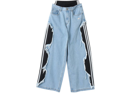 adidas Women's Adilenium 5.0 Deconstructed Denim Pants (Asia Sizing) Light Blue - apparel view 2