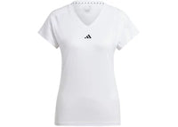 adidas Women's Aeroready Train Essentials Minimal Branding V-Neck Tee White