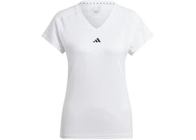adidas Women's Aeroready Train Essentials Minimal Branding V-Neck Tee White