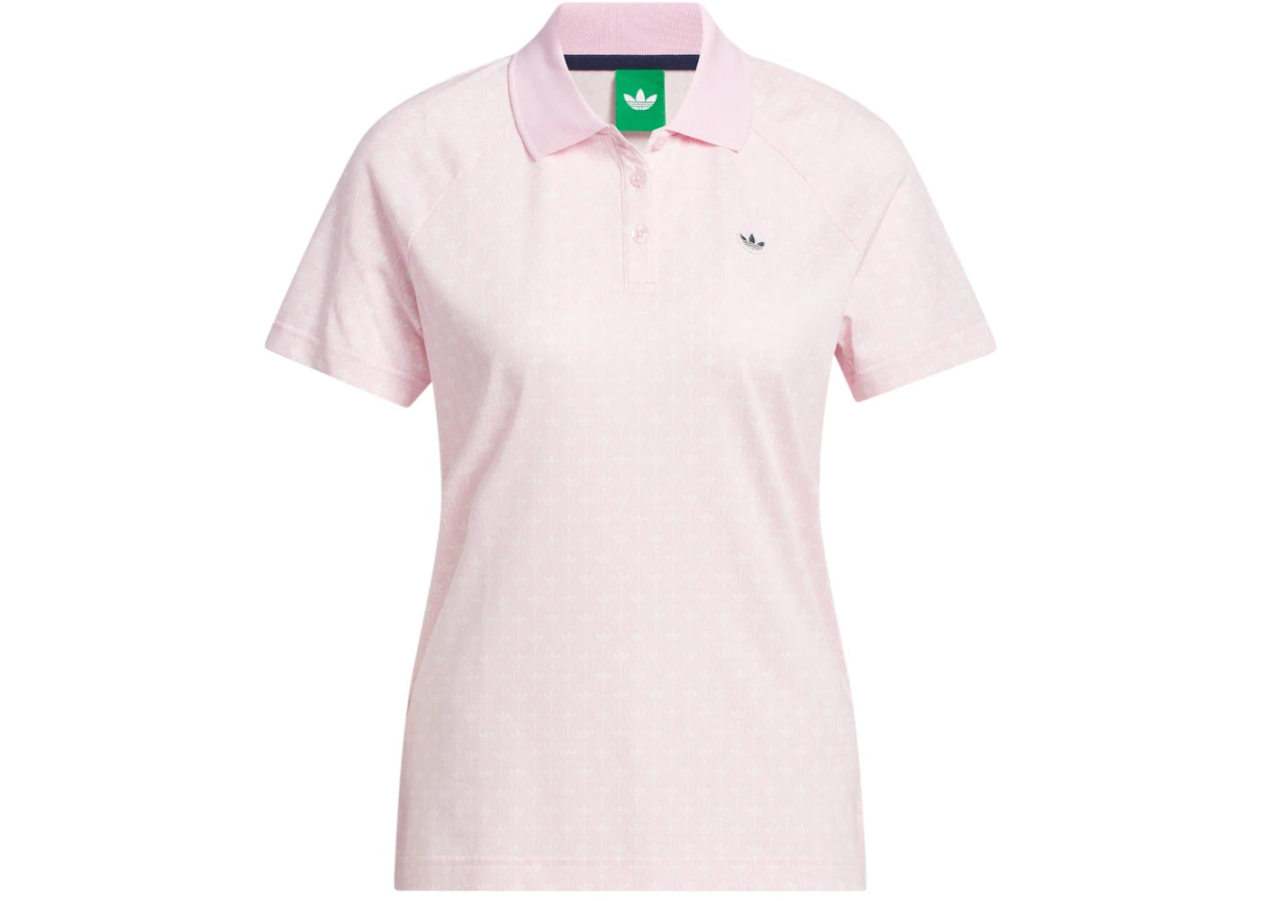 adidas Women's All Over Trefoil Polo Shirt Clear Pink/Chalk White - vue 360