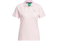 adidas Women's All Over Trefoil Polo Shirt Clear Pink/Chalk White