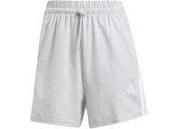 adidas Women's Essentials 3-Stripes Cotton Shorts Light Grey Heather/White
