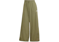 adidas Women's Essentials 3-Stripes Lifestyle Woven Parachute Tracksuit Bottoms Olive Strata/White