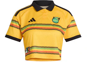 adidas Women's Jamaica 2026 Bob Marley Home Cropped Jersey Bold Gold - authentic adidas apparel