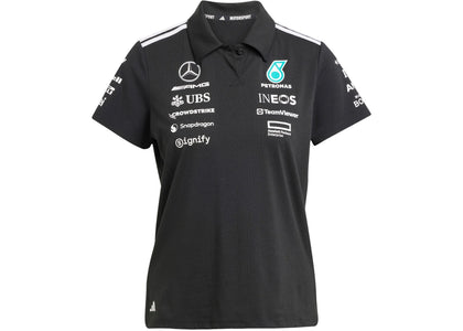 adidas Women's Mercedes AMG Petronas Formula Team Polo Black/White - authentic adidas product