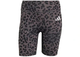 adidas Women's Optime Essentials Workout Leopard Short Leggings Grey Four/Grey Six/Black - vue 360