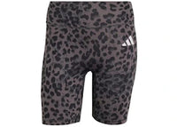 adidas Women's Optime Essentials Workout Leopard Short Leggings Grey Four/Grey Six/Black