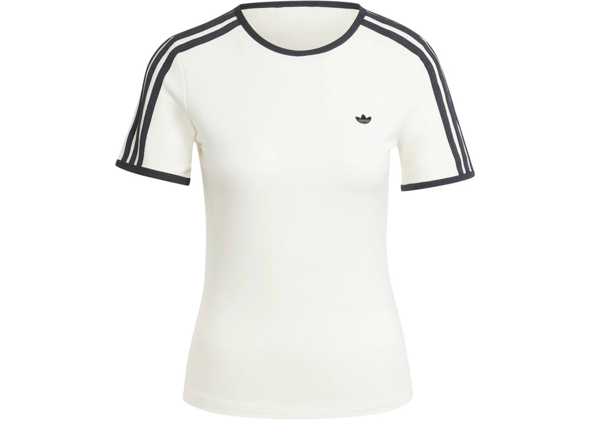 adidas Women's Premium 3-Stripes Cali T-Shirt Off White - vue secondaire A