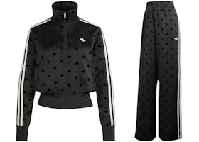 adidas Women's Satin Polka Dots TT Jacket/Pant Set Black - vue 360
