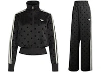 adidas Women's Satin Polka Dots TT Jacket/Pant Set Black