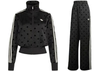 adidas Women's Satin Polka Dots TT Jacket/Pant Set Black