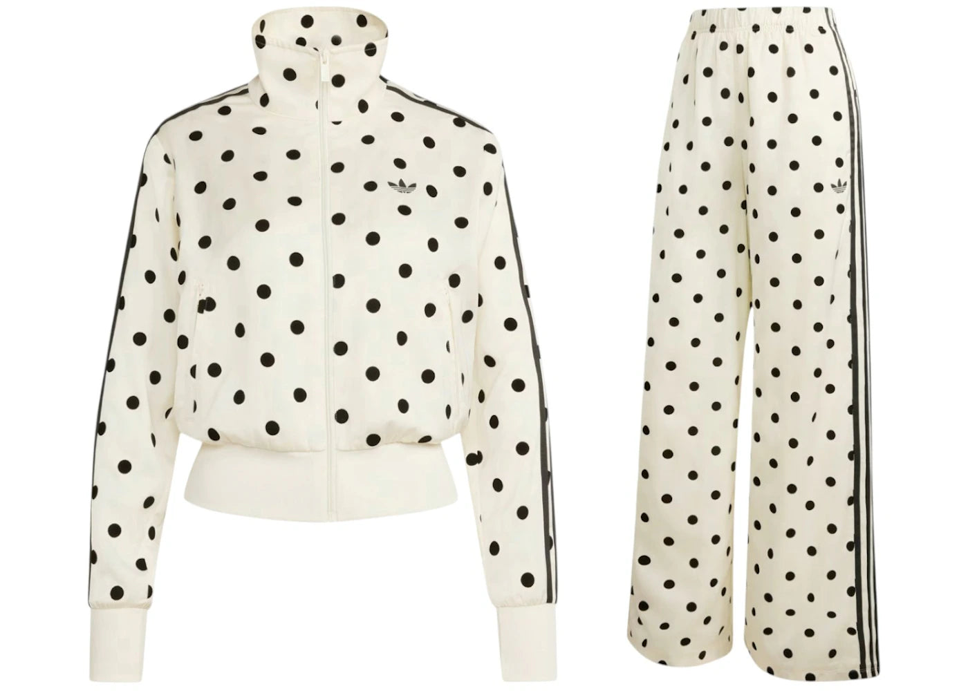 adidas Women's Satin Polka Dots TT Jacket/Pant Set Off White - vue 360