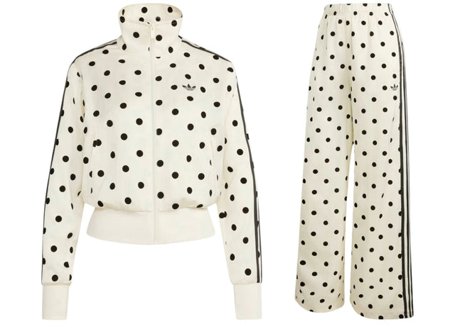 adidas Women's Satin Polka Dots TT Jacket/Pant Set Off White