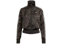 adidas Women's Satin Snake Print Firebird Track Jacket Earth Strata/Aurora Coffee