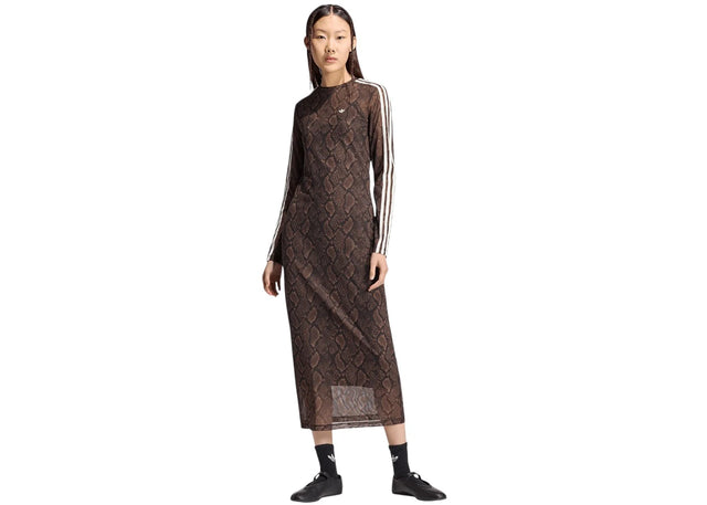adidas Women's Snake Print Maxi Dress Earth Strata/Aurora Coffee