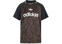 adidas Women's Snake Print Satin Jersey Earth Strata/Aurora Coffee