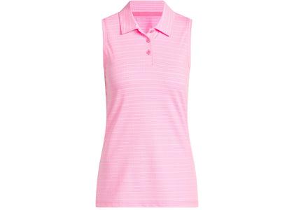 adidas Women's Ultimate365 Jacquard Sleeveless Polo Shirt Lucid Pink - authentic adidas apparel