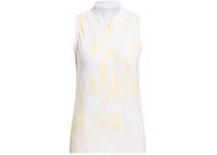 adidas Women's Ultimate365 Tour Printed Sleeveless Polo Shirt Semi Ice Tangerine