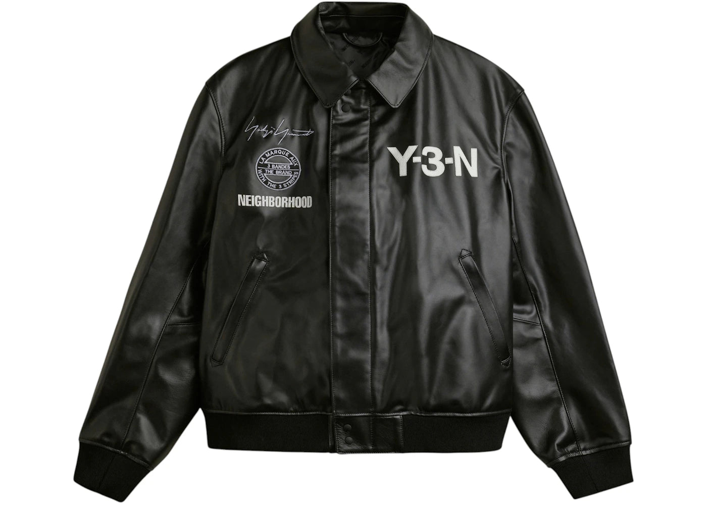 adidas Y-3 NBHD Leather Bomber Jacket Black - vue 360