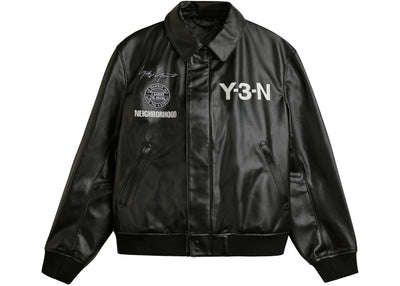 adidas Y-3 NBHD Leather Bomber Jacket Black
