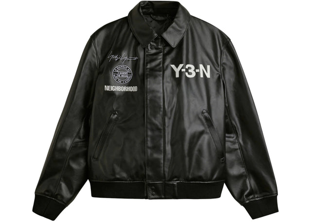 adidas Y-3 NBHD Leather Bomber Jacket Black
