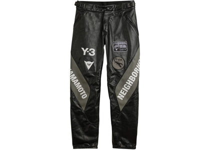 adidas Y-3 NBHD Leather Racer Pants Black - authentic adidas apparel