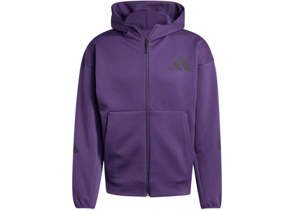 adidas Z.N.E. Full-Zip Hooded Track Jacket Aurora Plum - authentic adidas apparel