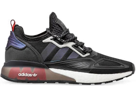 adidas ZX 2K Boost Black Iridescent Shock Red - vue 360