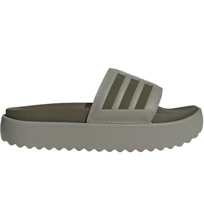 adidas Adilette Platform Slides Silver Pebble Olive Strata - authentic adidas sneakers