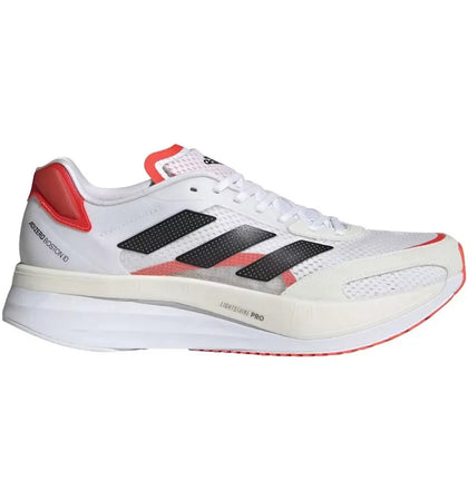 adidas Adizero Boston 10 White Black Solar Red - authentic adidas sneakers