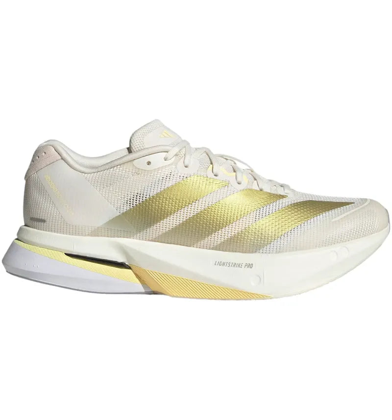 adidas Adizero Boston 13 Chalk White Gold Metallic Orange Tint (Women's) - vue 360
