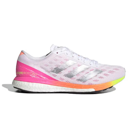 adidas Adizero Boston 9 White Screaming Pink (Women's) - authentic adidas sneakers