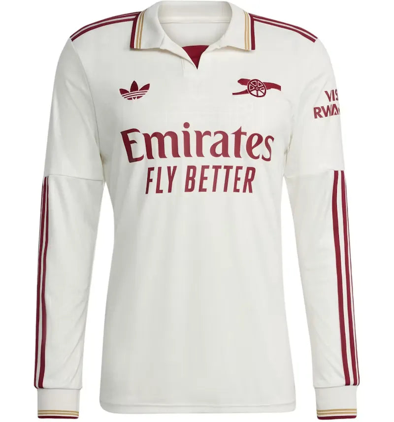 adidas Arsenal 25/26 Long Sleeve Third Jersey Cloud White Team Coll Burgundy 2 - vue 360