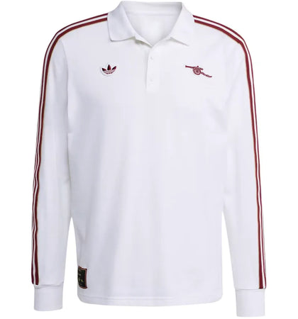 adidas Arsenal Terrace Icons Long Sleeve Polo Shirt White - authentic adidas apparel