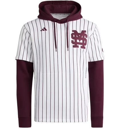 adidas Bulldogs Jersey Hoodie Mississippi State White Team Maroon - authentic adidas apparel