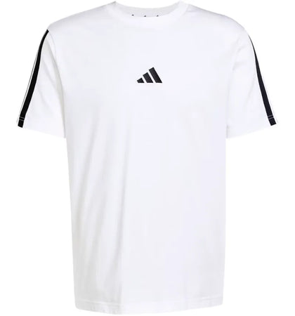 adidas Essentials 3-Stripes Single Jersey T-Shirt White Black - authentic adidas apparel