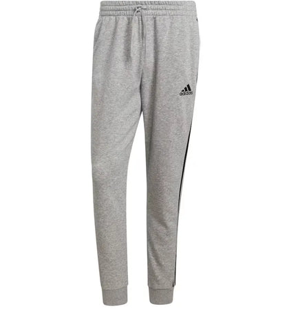 adidas Essentials Fleece Tapered Cuff 3-Stripes Joggers Medium Grey Heather Black - authentic adidas product