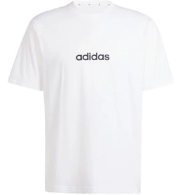adidas Essentials Linear Single Jersey Tee White/Black - authentic adidas apparel