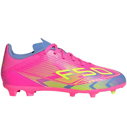 adidas F50 League FG/MG Lucid Pink Lucid Lemon Blue Fusion (Kids) - authentic adidas sneakers