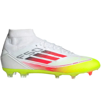 adidas F50 League Mid-Cut FG/MG Cloud White Lucid Red Solar Yellow (Women's) - authentic adidas sneakers