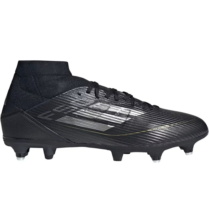 adidas F50 League Mid SG Core Black Iron Metallic Gold Metallic - vue 360