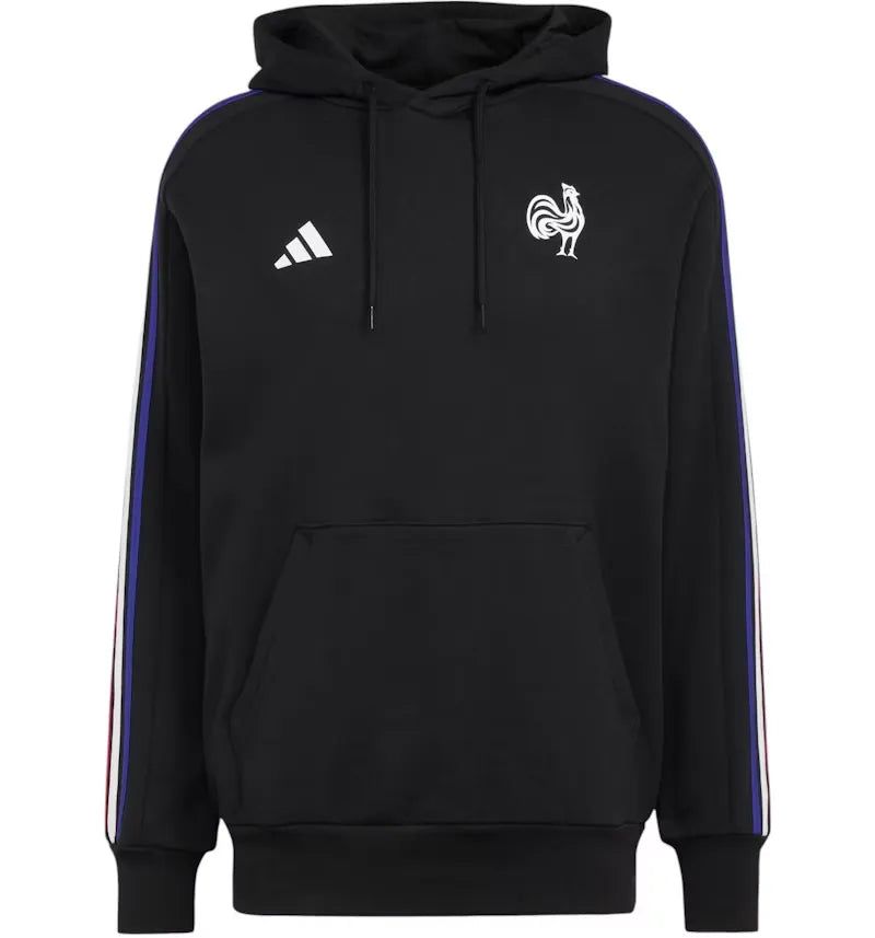 adidas France Essentials 3-Stripes Hoodie Black - vue 360