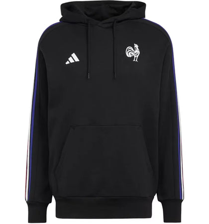 adidas France Essentials 3-Stripes Hoodie Black - authentic adidas apparel