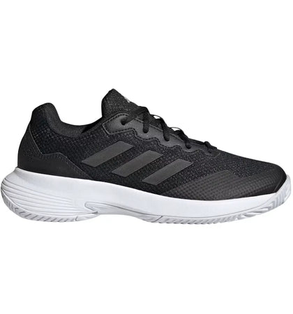 adidas Gamecourt 2.0 Core Black Silver Metallic (Women's) - authentic adidas sneakers