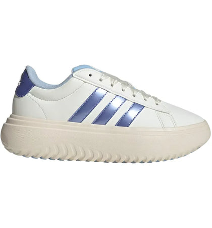 adidas Grand Court Platform Off White Blue Spark Metallic Wonder White (Women's) - authentic adidas sneakers