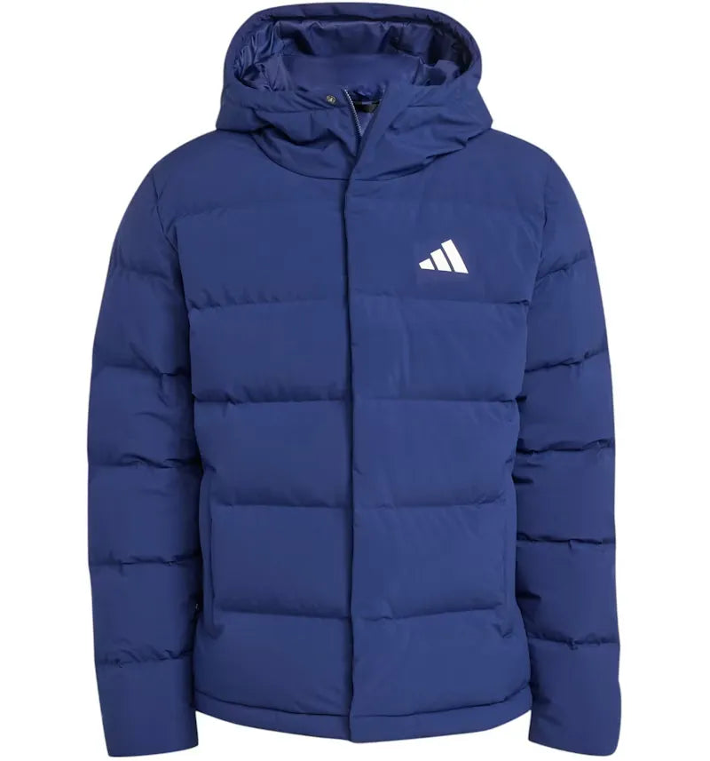adidas Helionic Climawarm Hooded Down Jacket Dark Blue - vue 360