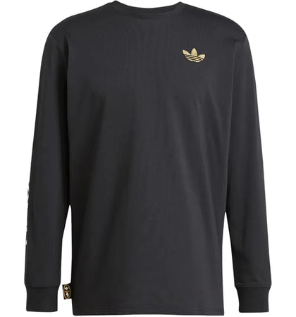 adidas Juventus Long Sleeve Graphic T-Shirt Black/Dark Football Gold - authentic adidas apparel